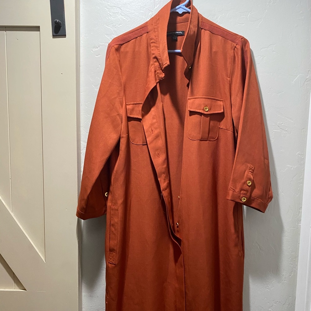 Sharagano burnt orange button down dress size 16
